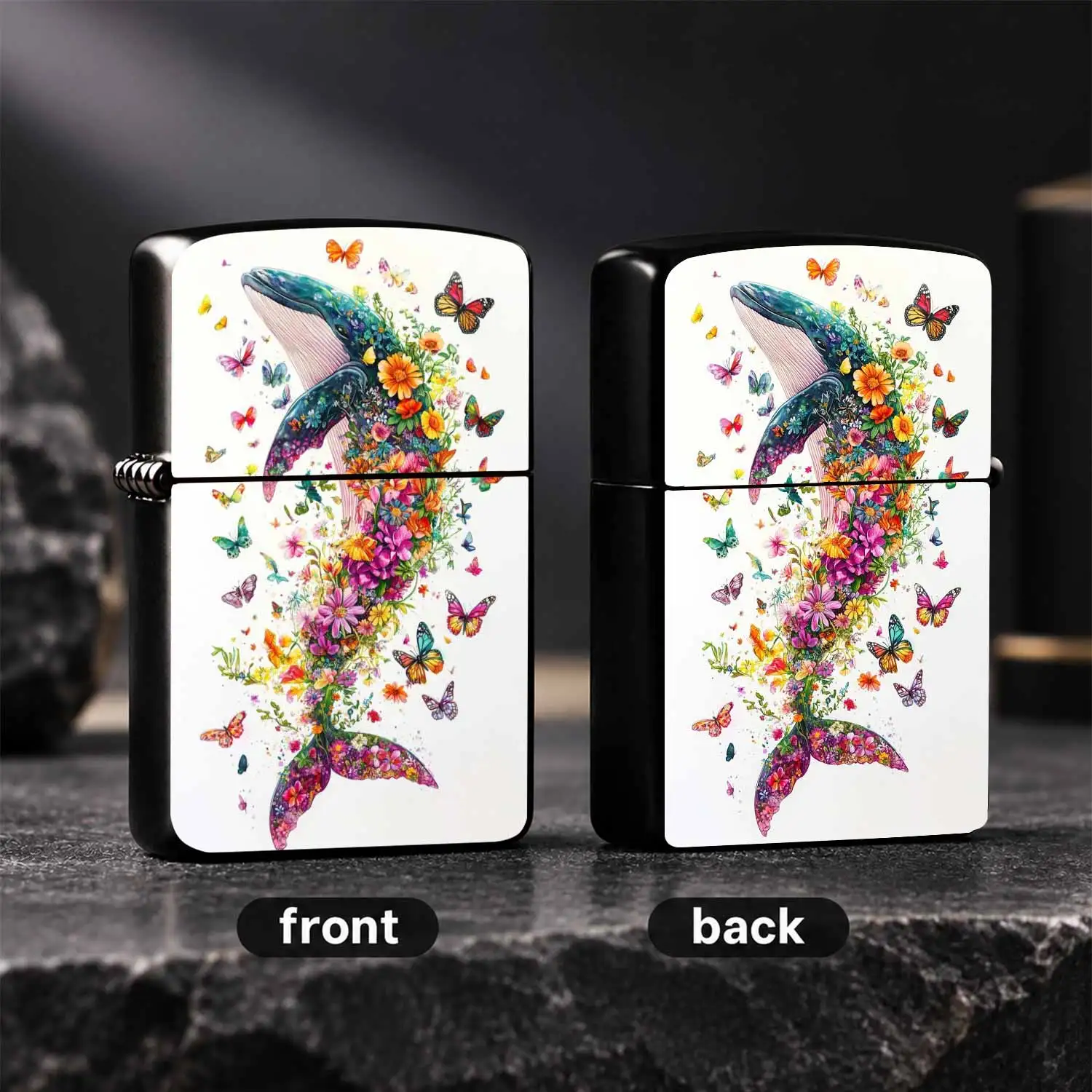 Creative Floral WhaleArt Lighter, Dreamy Watercolor Style Portable Igniter, Ideal for Daily Use Outdoor Activities Gifting Collection, Multi-scenario Applicable Unique High Aesthetic Practical Ac A Humorous And Interesting Lighter