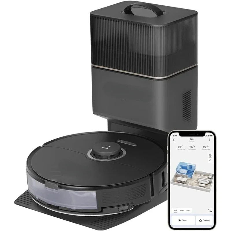 Robot Vacuum, Sonic Mop with Self-Empty Dock, Stores up to 60-Days of Dust, Auto Lifting Mop, Ultrasonic Carpet Detection