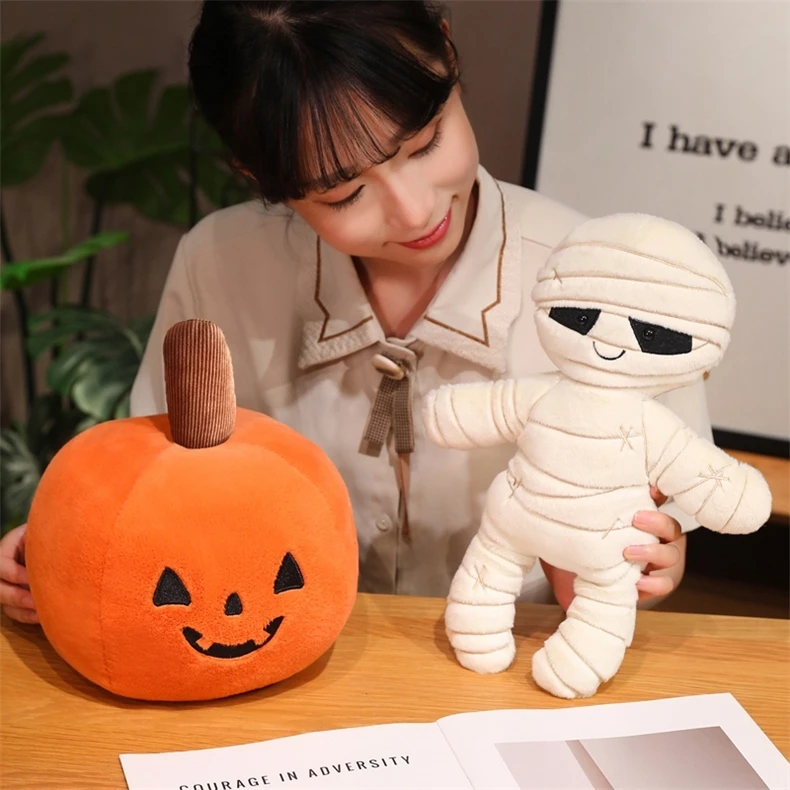 

2025 Cartoon Halloween Pumpkin Plush Toy Pillow Mummy Pumpkin Stuffed Doll Halloween Party Decor Gift Trick or Treat Ornaments
