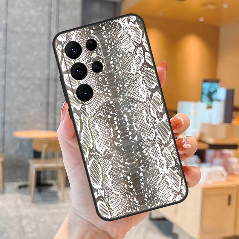 Snake Skin Print Phone Case For Samsung Galaxy S25 S24 S23 S22 S20 S21 Ultra S9 S10 Plus S25 FE Back Cover