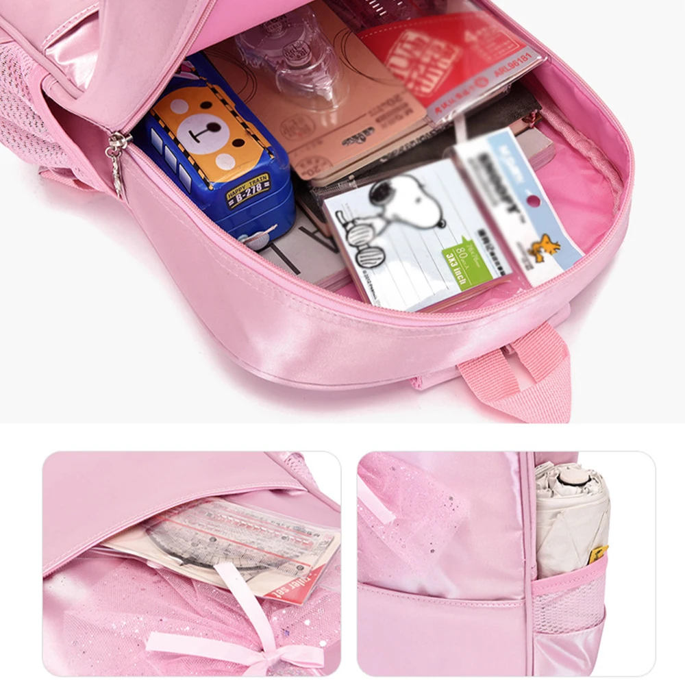 Syzm Roze Kinderen Rugzak Elegante Rugzak Met Kant Decoratie Meisjes Dansen Schouders Bag Ballerina Dans Zak Voor Kinderen