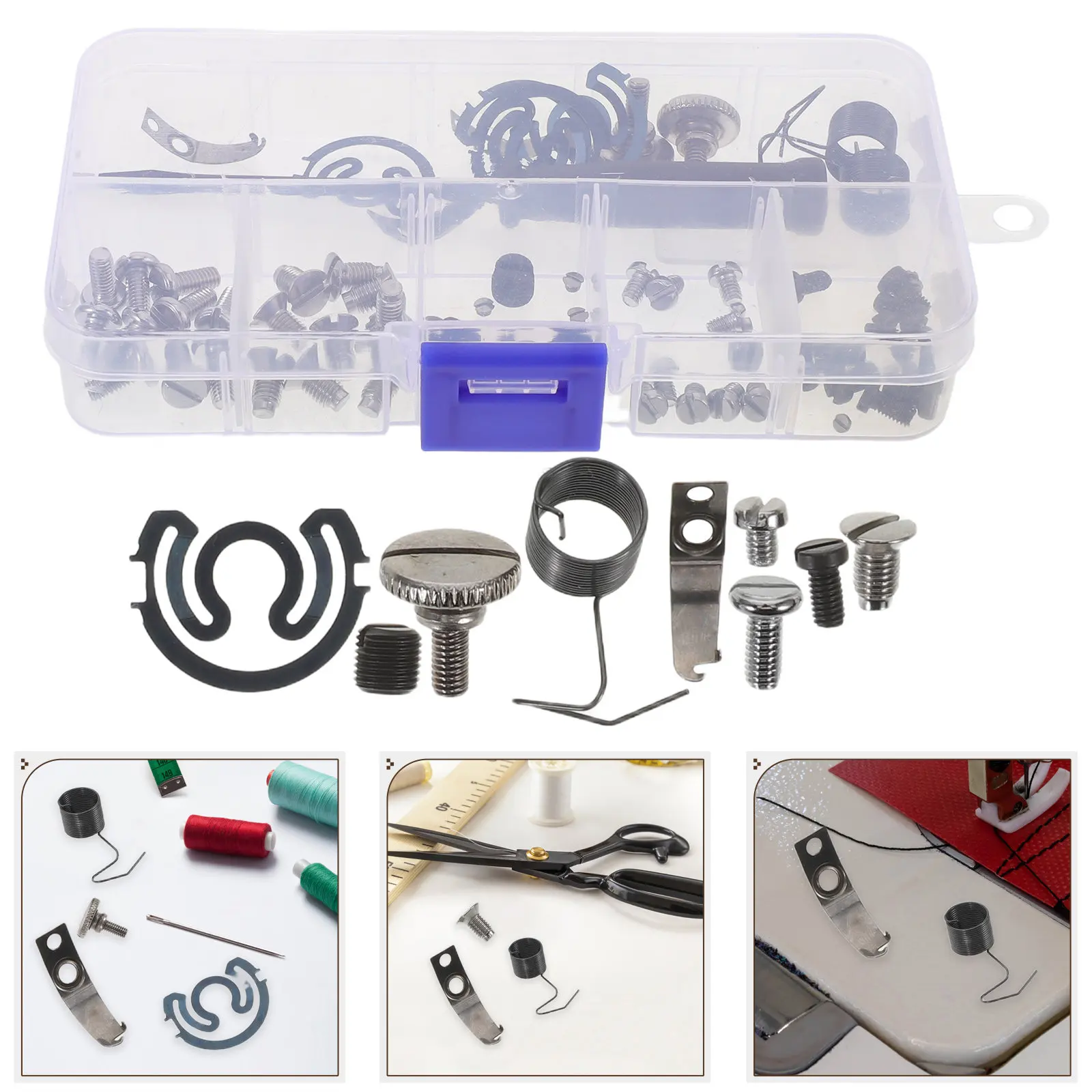 

1Set Sewing Supplies Replacement Screws Assortment Heavy Duty Bobbin Winder Tension Spring Multiple Sizes for Industrial Sewing