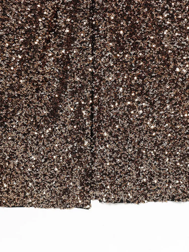 NLZGMSJ 2026 春 スパンコール セクシー パーティー ロングドレス レディース Vネック 長袖 スリム プリーツ ハイ スリット ドレス レディース イブニングドレス