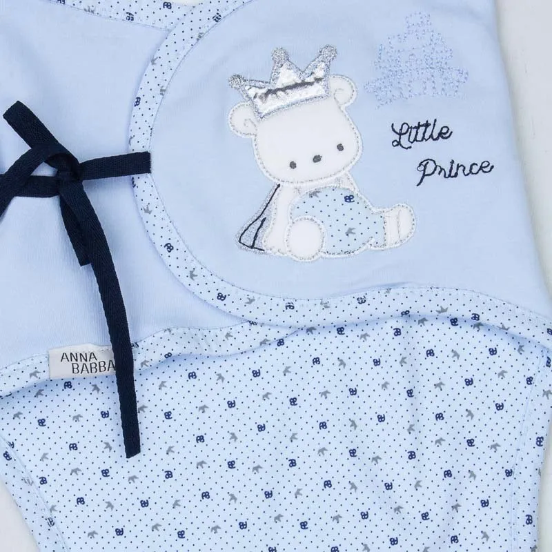 Blue Little Prince cotton baby boy swaddle