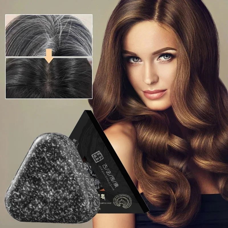 Natuurlijke Zwart Haar Shampoo Zeep Handgemaakte Bar Met Ganoderma Polygonum Multiflorum Voedende Glanzend Haar Kruiden Haargroei Zeep