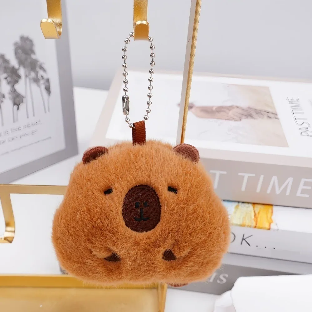 Kawaii Cartoon Capybara Plush Keychain Soft Stuffed Toys Capybara Pendant Schoolbag Accessories Mini Car Key Ring