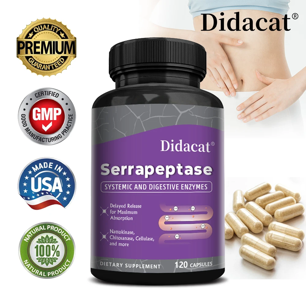 Serrapeptase Systemic and Digestive Enzymes with Nattokinase - Delayed Release for Maximum Absorption