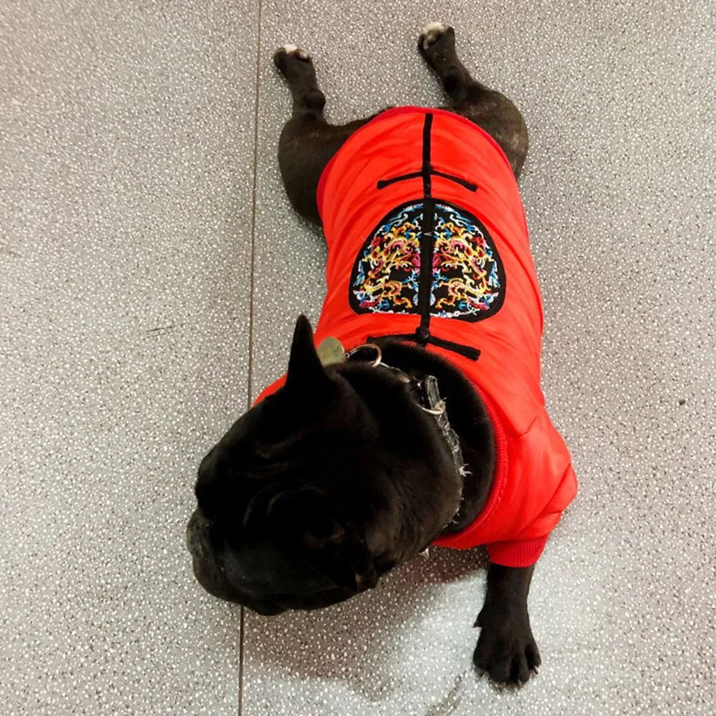 

New Arrival 2024 Pet Cotton Warm Dog Clothes Small Dogs Winter Costume Chinese Suit for Party Photo Daily Wear Gift