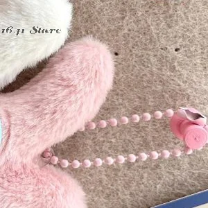 Soft Cartoon Bunny Keyring with Red Glasses; Perfect for Student Backpack Decoration and Couple Gifts