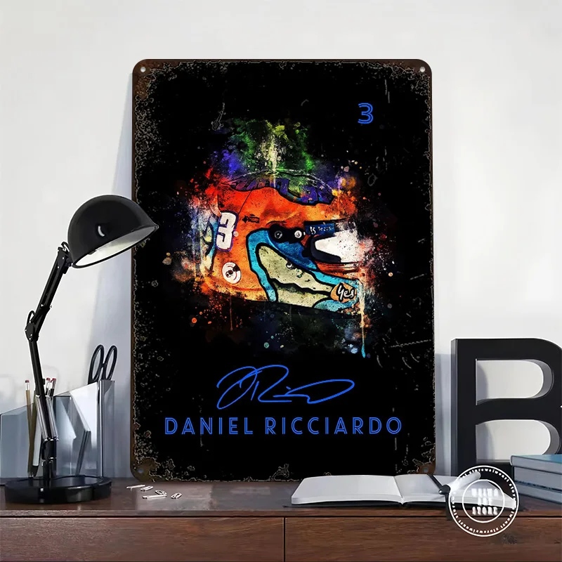 Daniel Ricciardo Printed Posters Customizable Wall Art Retro Vintage Metal Tin Signs for Home Room Desk Decor Bar Accessories