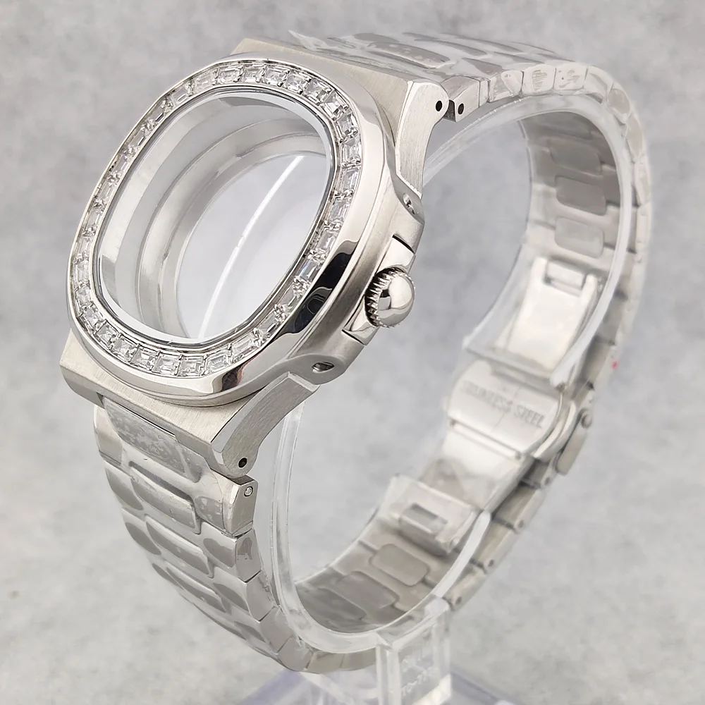 39mm Case Diamond Gemstone Case NH35 Watch Case Stainless Steel Sapphire Glass Case Suitable For NH35 NH36 Movement