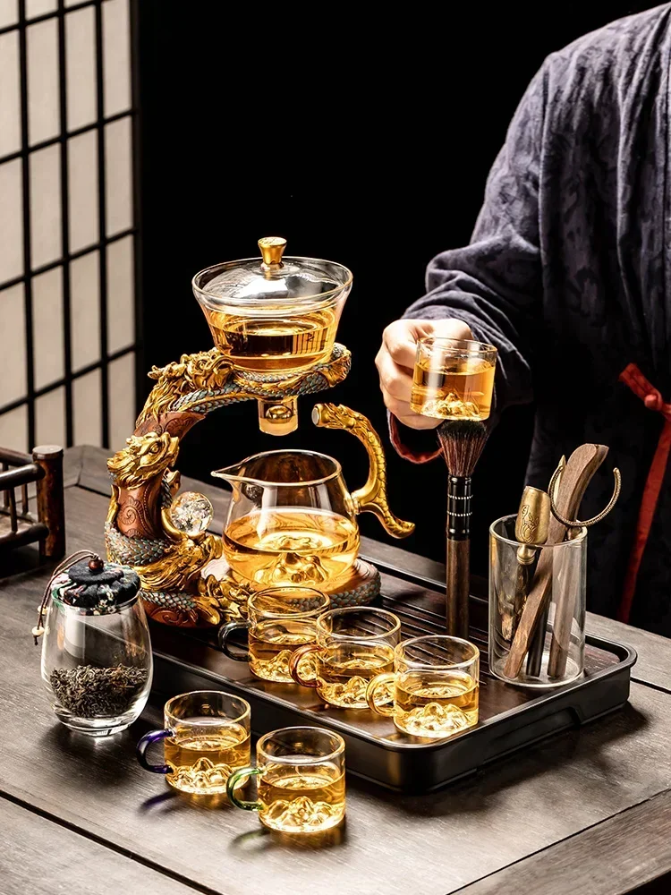 2024 Dragon Year New Heat-Resistant Glass Semi-automatic Teaware Suit