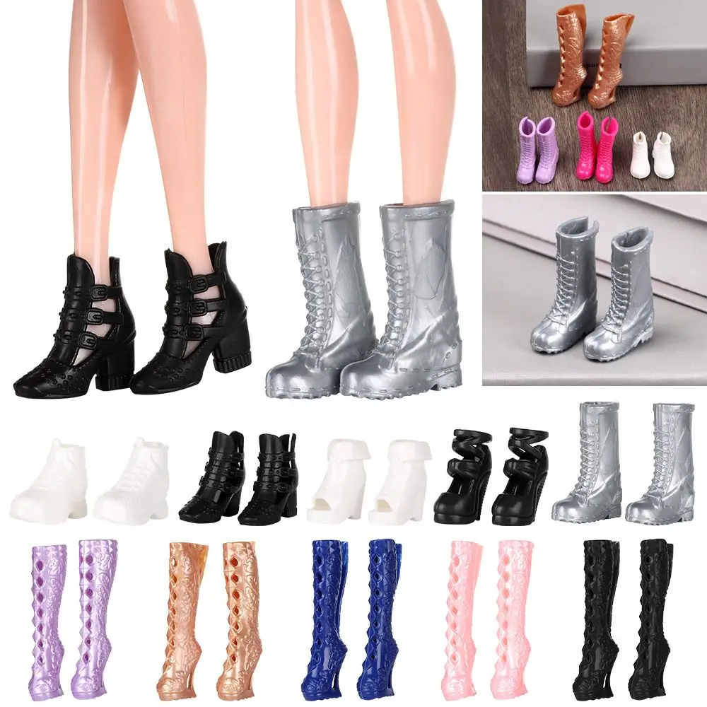 

Plastic Female Foot Length 2.2cm Doll Shoes Socks Hero Dolls Boot Accessories Long Knees Boots