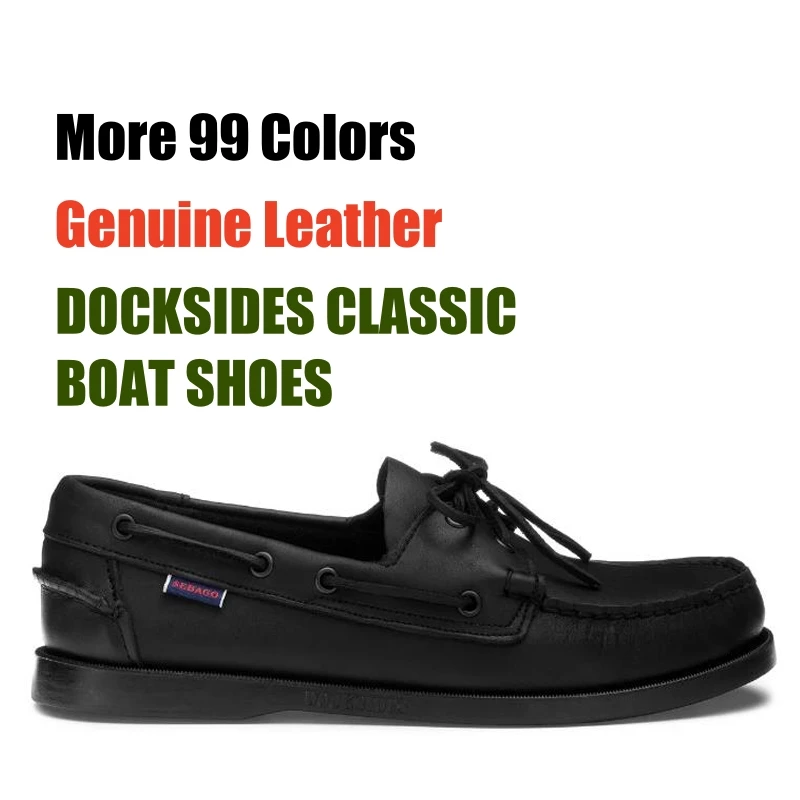 

Sebago Mens Designer Shoes Men Genuine Leather Docksides Classic Boat Shoes For Homme Femme BB09