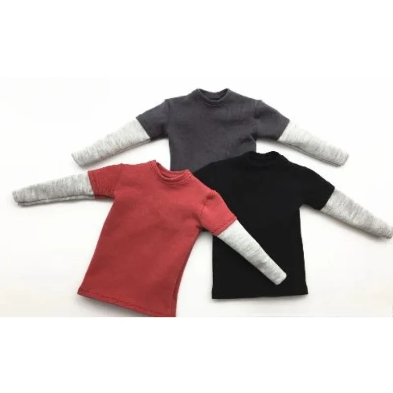 

1/6 Scale Male Soldier Three-color Patchwork Long Sleeve T-Shirt Clothes for 12'' Action Figures 30cm Body Accessories