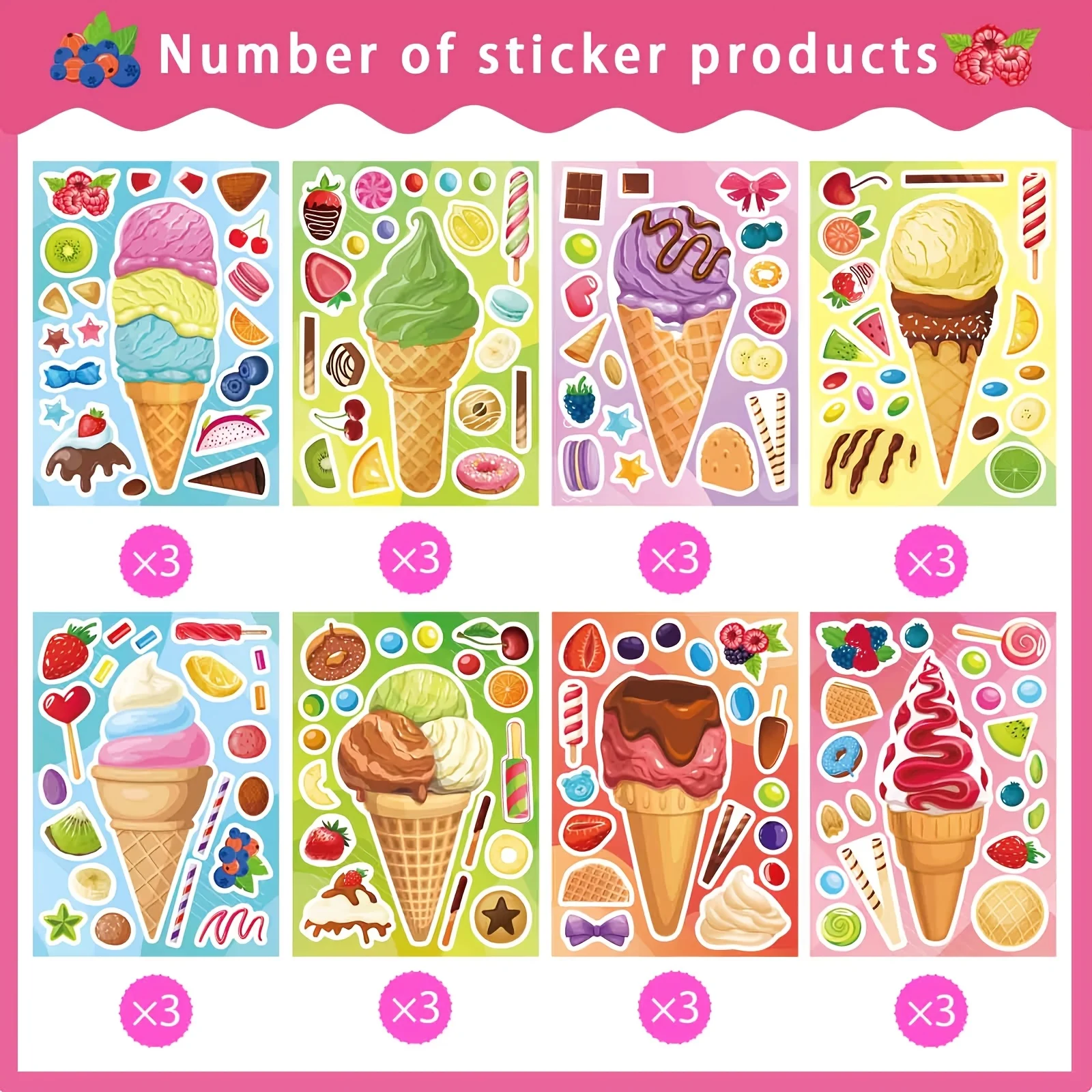 8 Blatt Eiscreme-Aufkleber, Ni – Sticker Sheet Set Bewertung und Preis