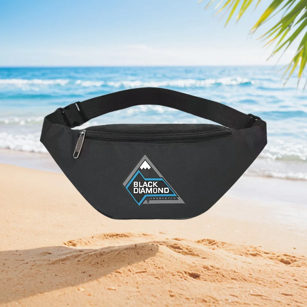 Black Diamond Sasquatch Mountain Logo Design Waist Backpack Crossbody Chest Bag Street Casual Sporty Fashionable Simple Unique P