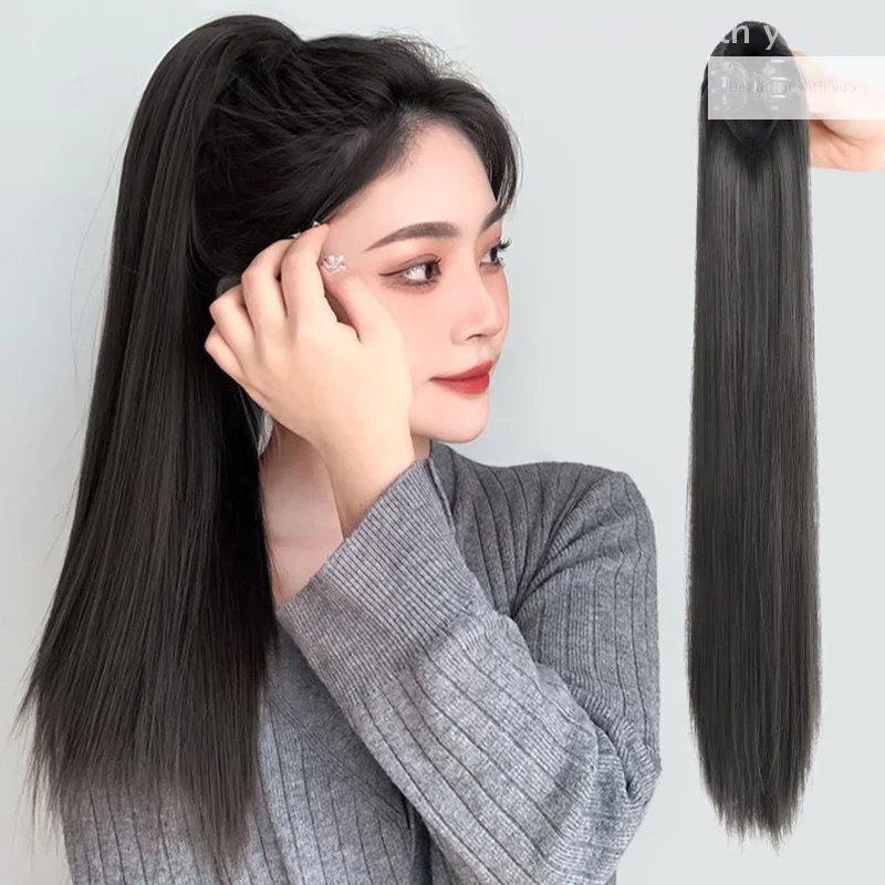 

45/55/65/cm Synthetic Long Wig Straight Claw Clip Lifelike High Ponytail Hair Extensions Heat Resistant Pony Tail Hair Piece