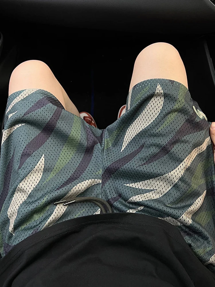 

American Camouflage orts Men's Summer Ice Silk Qui Dry Breathable Baskeall Four Point Pants Me Casual Sports Five Length