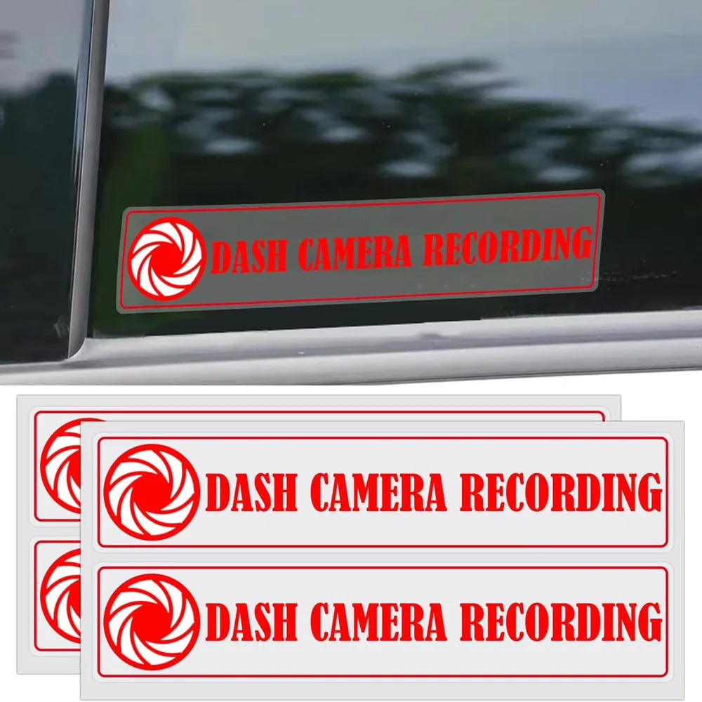 

Dash Camera Recording in Car Sticker 5x1 Inches in Car Camera Recording Sign Labels Cam On Board Video for Car Window 4 PCS