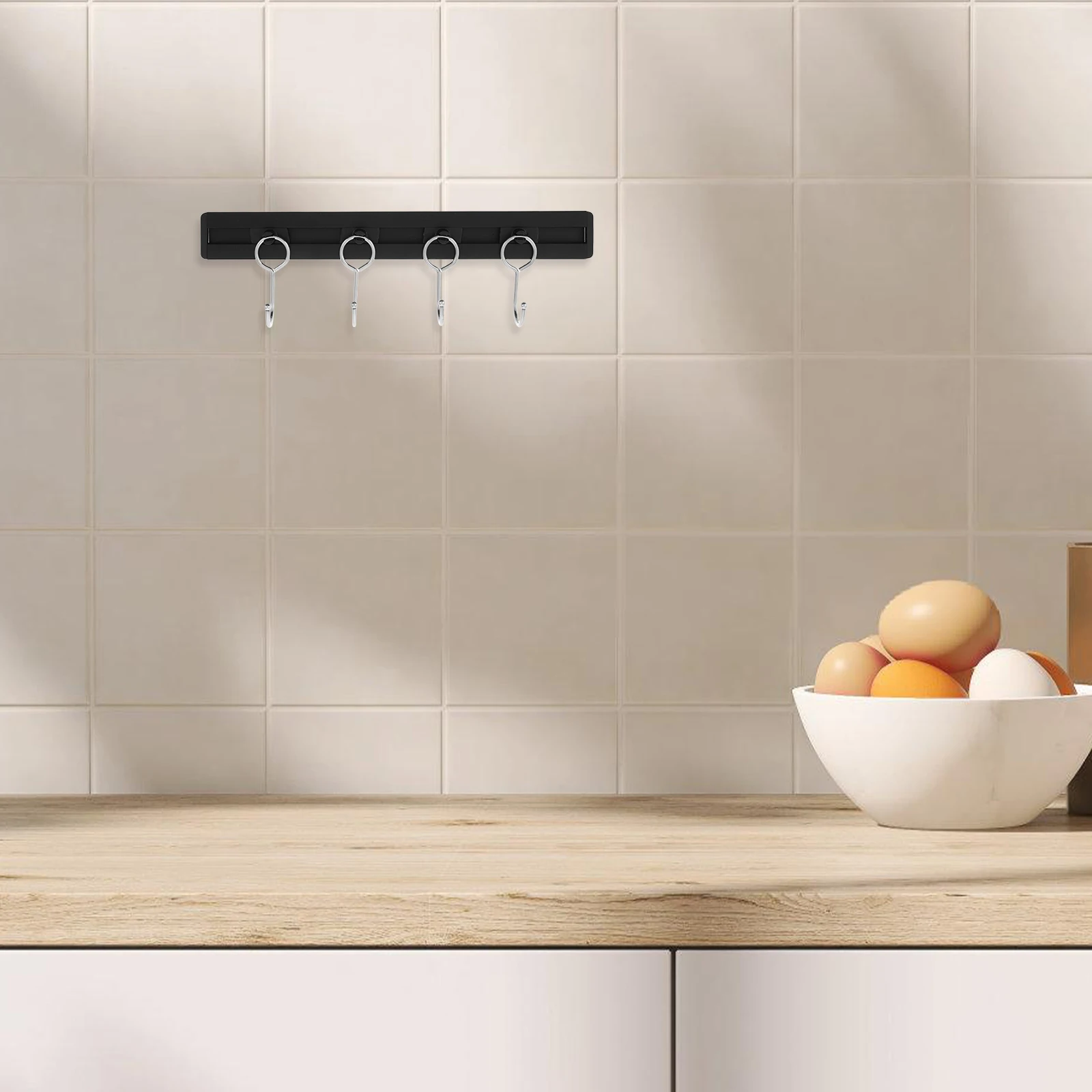 Multifunctional Kitchen Hanging Rack Utensil Holder Spatula Spoon Pan Storage Hook No Drill Easy Install Sliding Track Sturdy