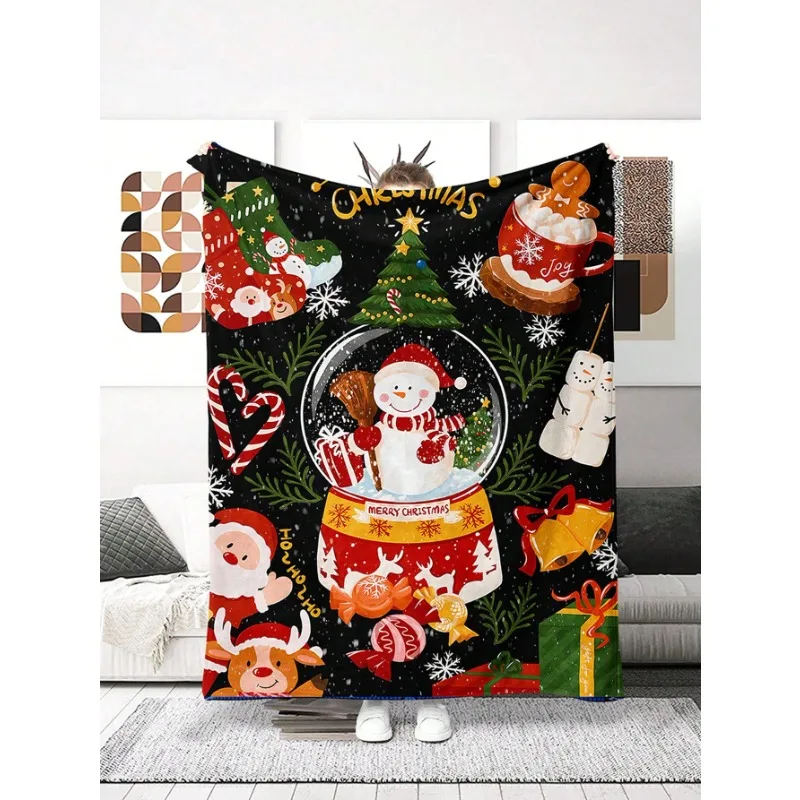 

Christmas-patterned digital printed flannel soft and comfortable blanket, suitable for napping, sofa, office, bed, camping