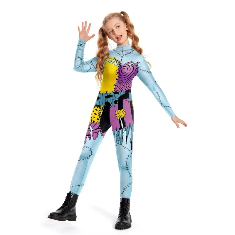 Halloween Nightmare Sally Girl Bedrucktes Kostüm Horror Karneval Party Body Fancy Disguise Jumpsuit Zentai Performance Catsuit