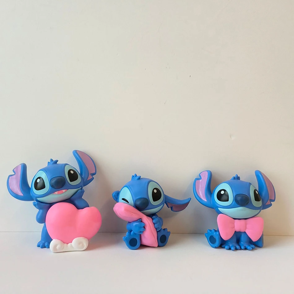 6 unids/set nuevo Stitch serie rosa dulce figura de acción de punto lindo muñeca de PVC juguete decoración de escritorio juguetes coleccionables novia juguetes regalos