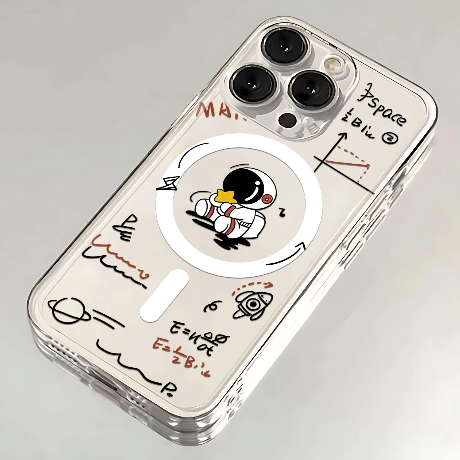 Cartoon Astronsom  Magnetic Phone Case for Samsung Galaxy S24 S23 S22 S21 S20 FE Plus Ultra 5G Soft Clear Tpu Cover