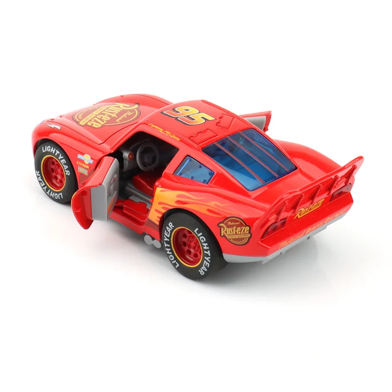 Coches Disney Pixar de gran tamaño, sonido y luz, Sheriff McQueen, vehículo extraíble de aleación 1:32, juguete, regalo de Navidad para niños