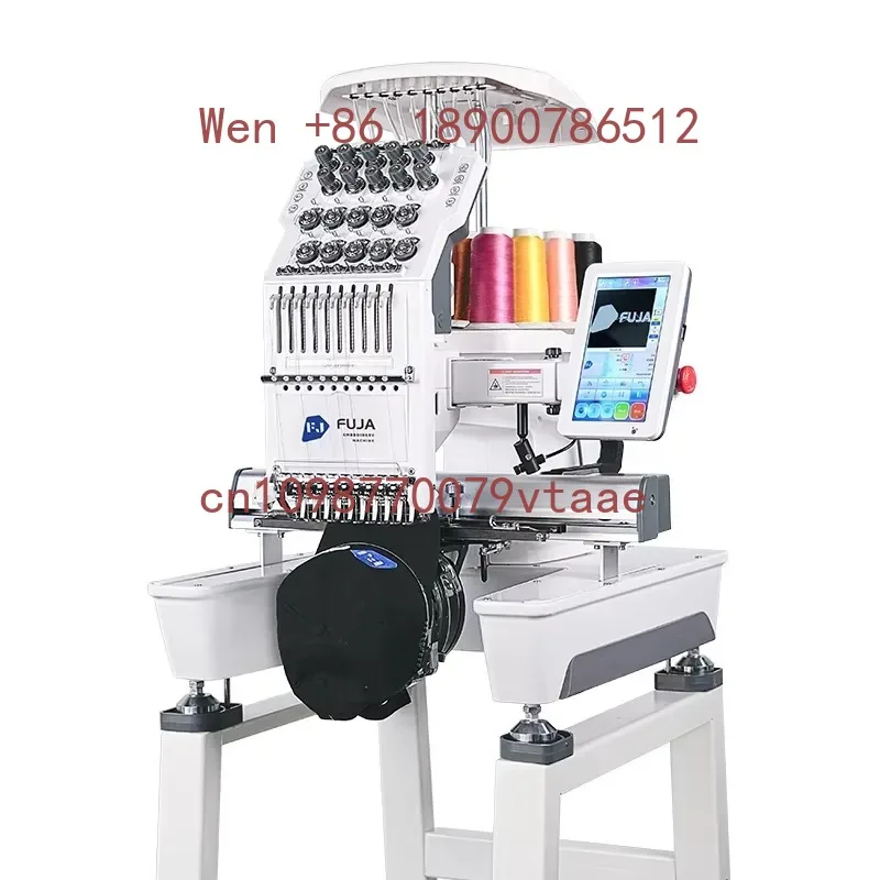 

FUJA 10 Needles Embroidery Machine Single Head Caps Hat Tshirt Flat 3D Household Embroidery Machine 1 Head 10 Needles