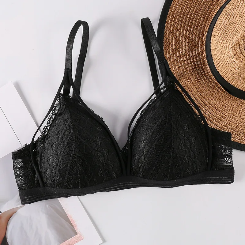 Women Lace Brassiere Women Gathered Breathable Bras Female Non-steel Ring Underwear Mother One-piece Sexy Triangle Cup Underwear