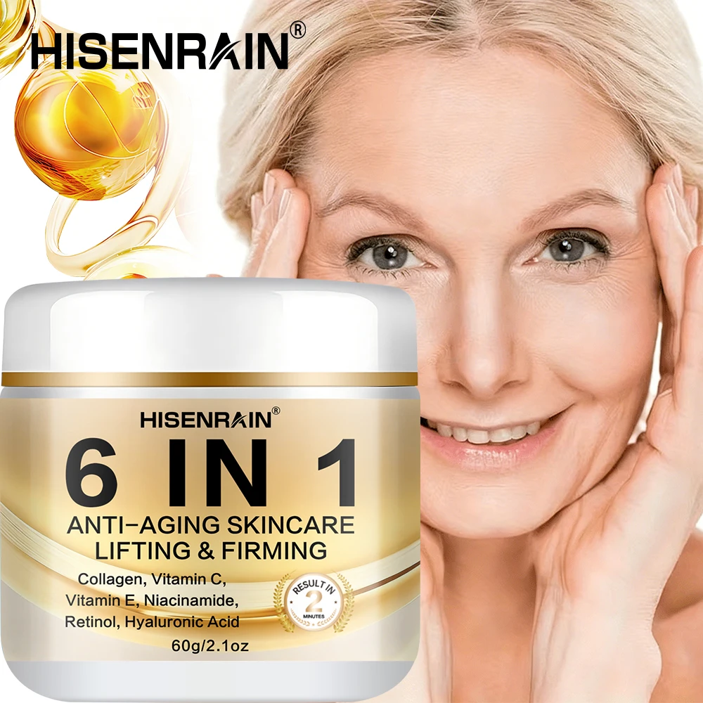 HISENRAIN Creme reafirmante antienvelhecimento 6 em 1 – Creme redutor de rugas, creme rejuvenescedor e rejuvenescedor para rosto.