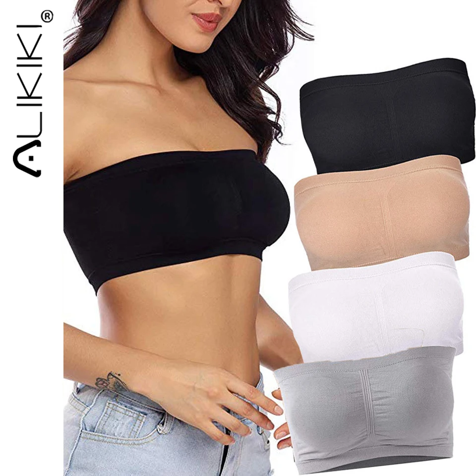 

Plus Size Summer Breathable Tube Tops Bra Invisible Strapless Crop Tops for Women Ladies Sexy Bralette Padded Bandeau Underwear