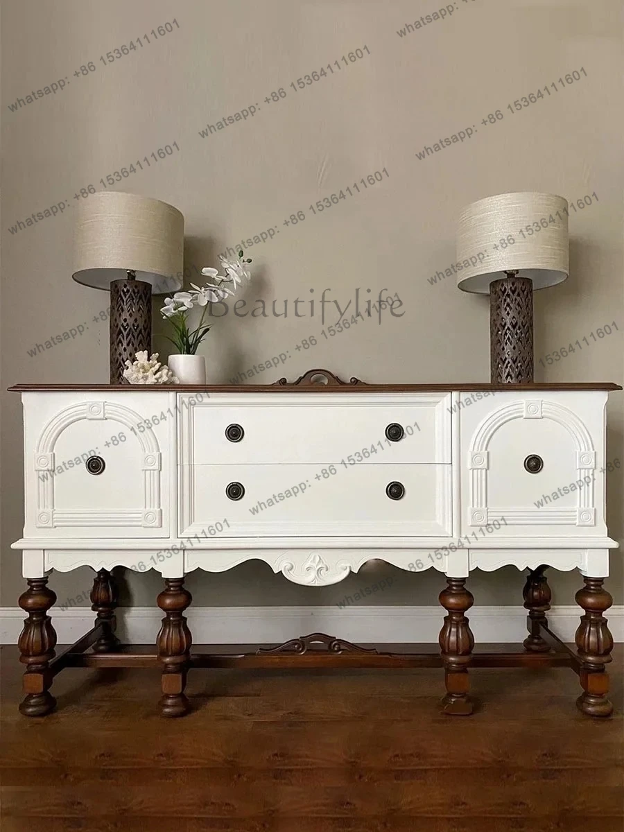 

yj21 retro solid wood carving flower entrance cabinet, small apartment contrasting color decoration medium antique partition ca