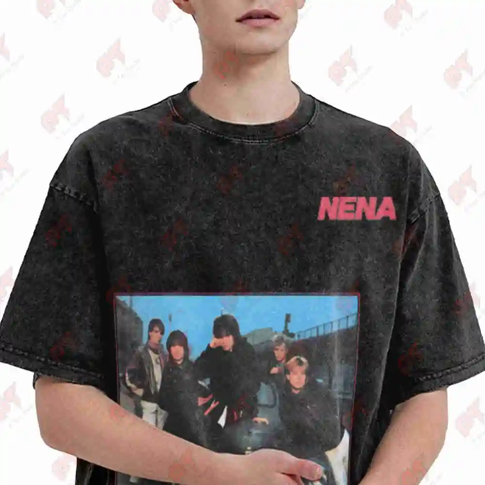Nena 99 Luftballons Album Cover Vintage Washed Tee Pure Cotton T-Shirt