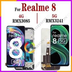 LCD With Frame For OPPO Realme 8 LCD 4G RMX3085 Display Realme8 5G RMX3241 Screen Touch Digitizer Sensor Assembly Replacement