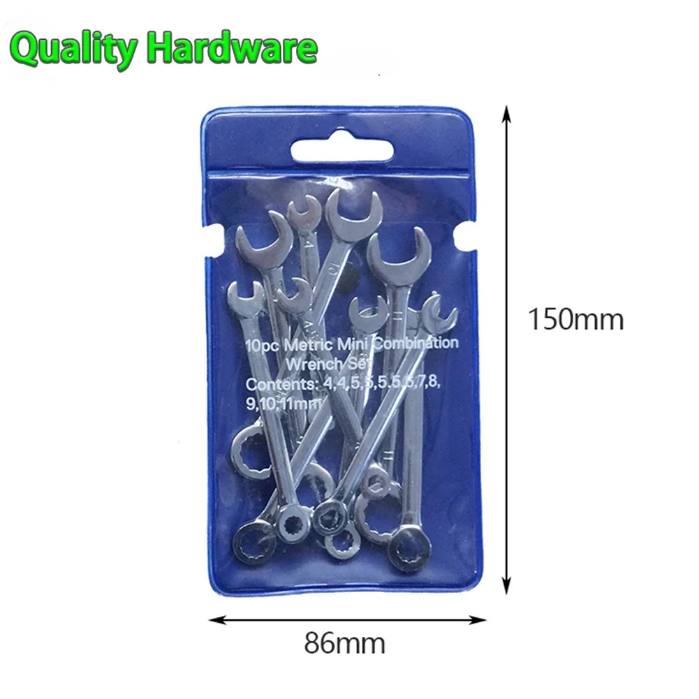 10pcs Mini Spanner Wrenches Set Hand Tool Key Ring Spanner Explosion-proof Pocket British/Metric Type Wrenches