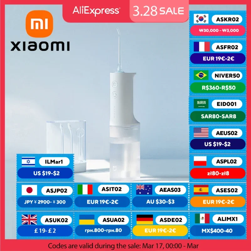 XIAOMI MIJIA Portable Oral Irrigator,Four Modes,1400 Time/m Water Spray,200ML Water Tank,Irrigator Dental Water Flosser Pick Jet