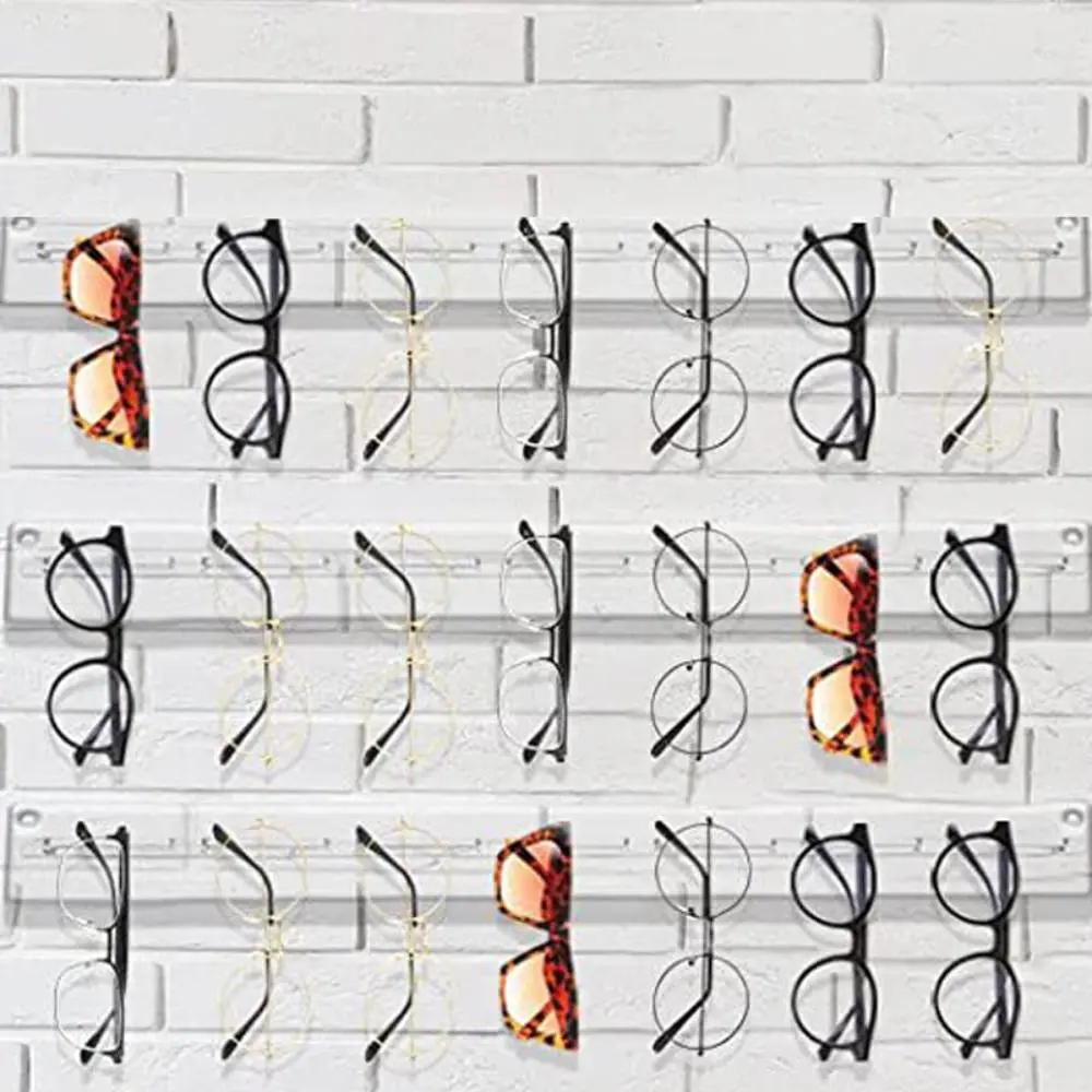 

Modern 7 Holes Eyewear Display Rack Transparent Acrylic Sunglasses Display Hanger Wall Mounted Glasses Storage Rack Shops