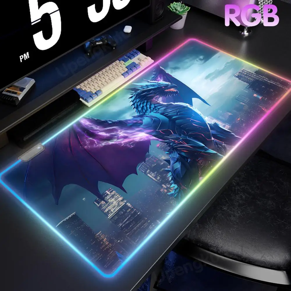 

Japanese Dragon RGB Mouse Computer Desk Accessories Pad Gaming LED Large Cartoon Large Game Pad Gamer Luminous Desk Mat