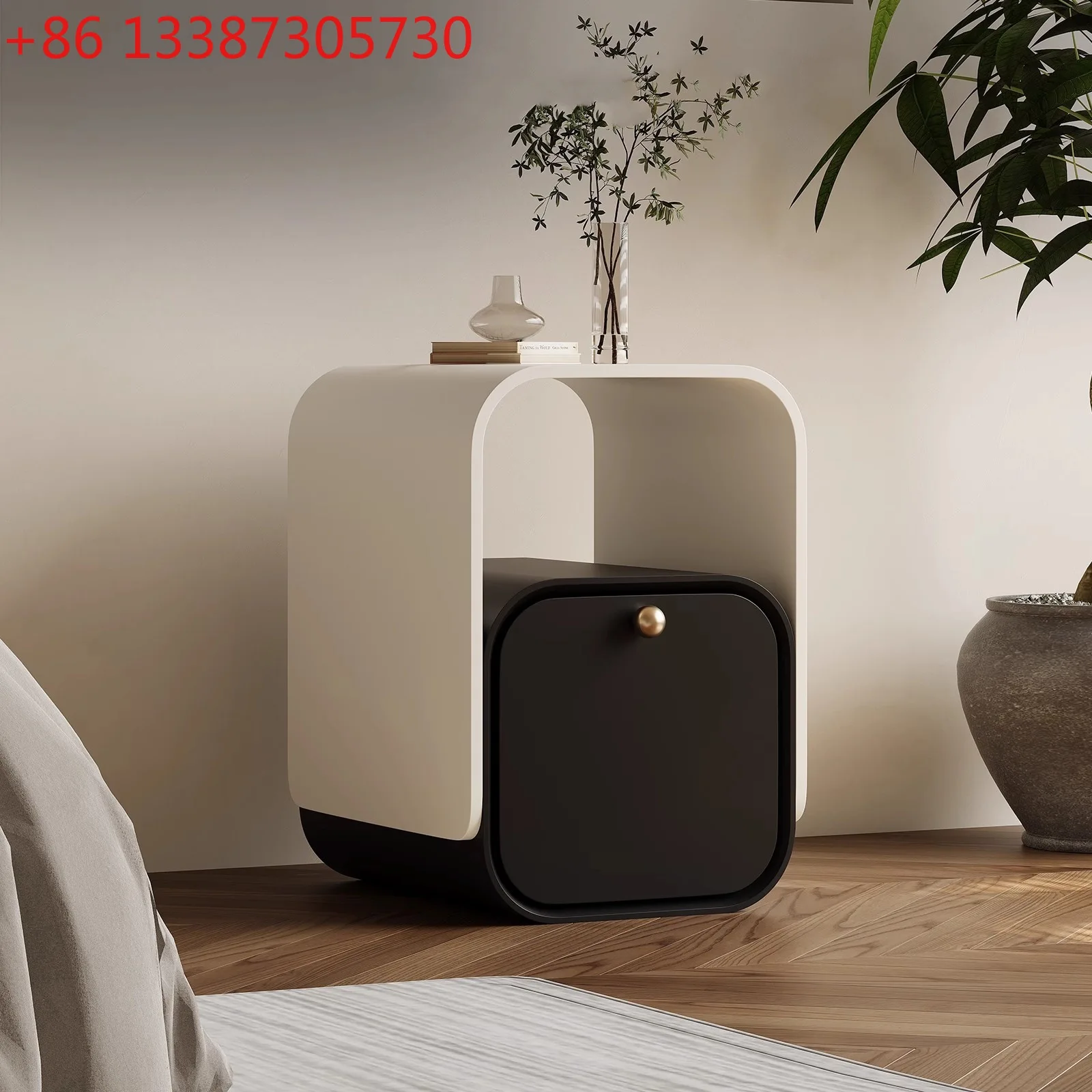 Italian minimalist ultra-narrow bedside table baking paint modern minimalist creative hollow