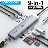 Vention New USB Hub HDMI 4K 60Hz 9 in 1 PD 100W USB C 3.2 Gen2 Hub 5Gbps Splitter Expansion Adapter for Macbook Air M1 M2 Laptop