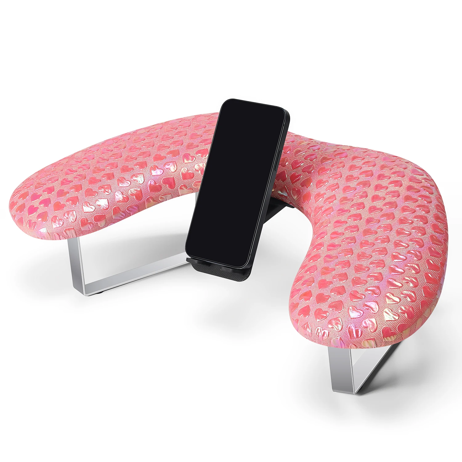Professional Nail Hand Rest With 360° Rotating Phone Holder 15° Ergonomic Tilt Design Soft PU Leather Nail Arm Rest For Salon