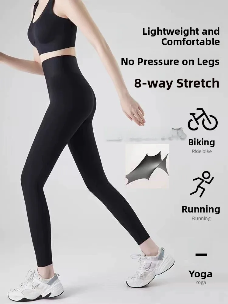 하이웨이스트 슬림핏 요가 피트니스 레깅스, 복부 보정 및 힙업 효과, 롱 레깅스, 나일론 스판덱스 여성용 팬츠