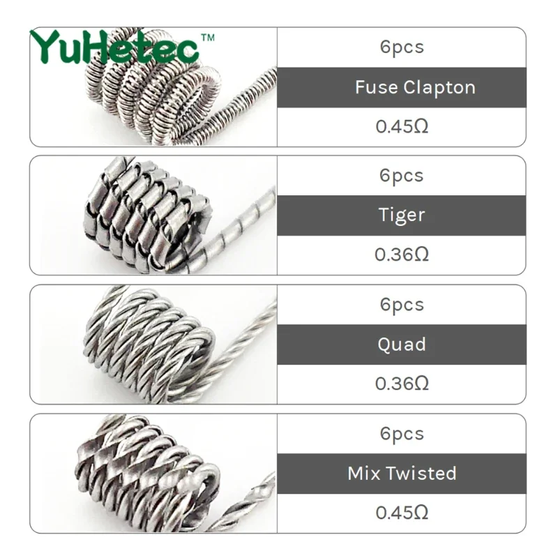 8 em 1 bobina pré-construída com algodão claptonwire bobinas pré-fabricadas demônio ss316 tigre alienígena bobina torcida fundida caber diy rda