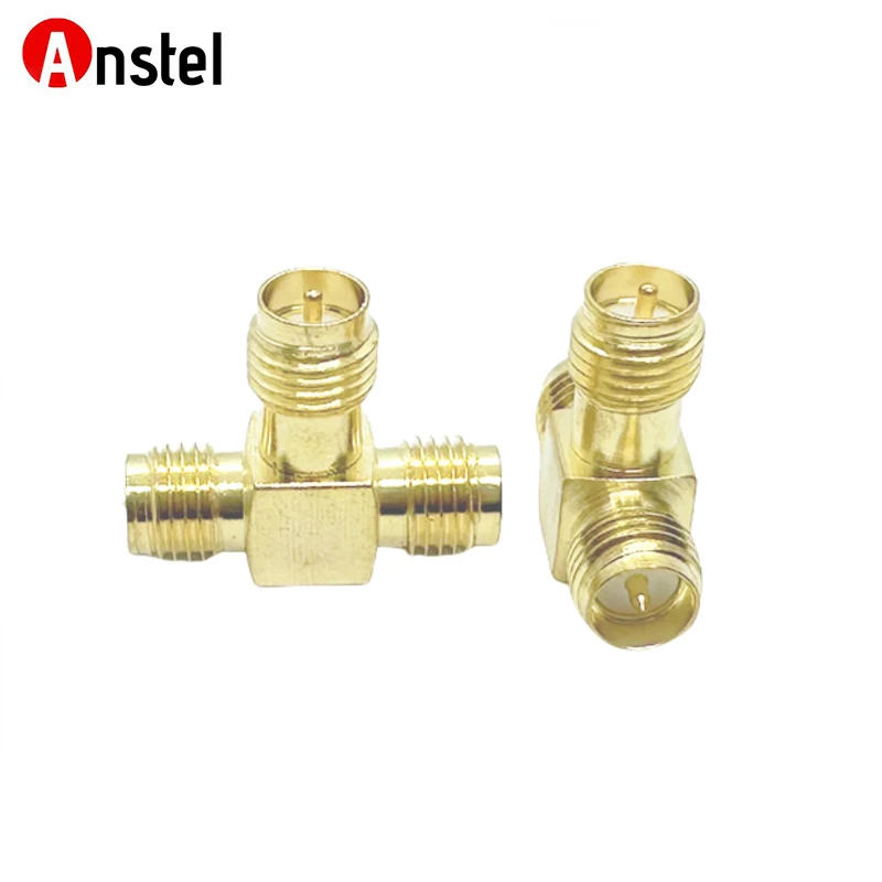 Antenna Adapter RPSMA Male to Dual RP-SMA Female Connector T Type 3 Way Splitter Gold Plated for FPV Drone GPS WiFi Antenna