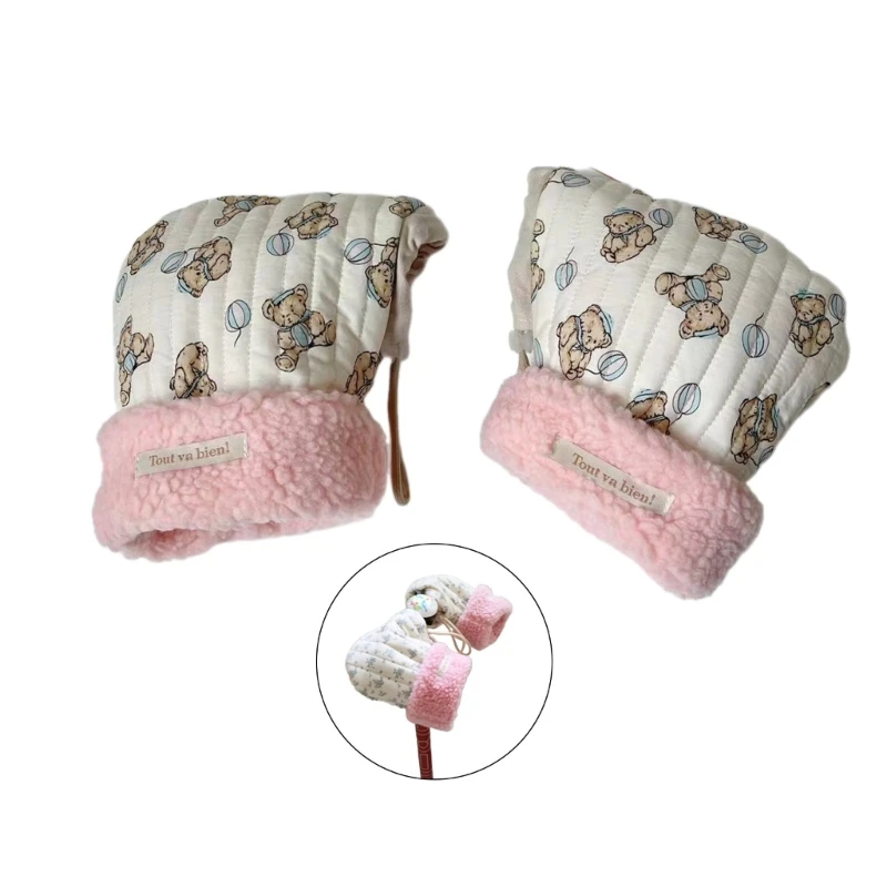 Windproof Stroller Hand Muffs Outdoor Sports Mittens Cartoon Bear Infant Hand Warmer Scooter Accessory for Winter