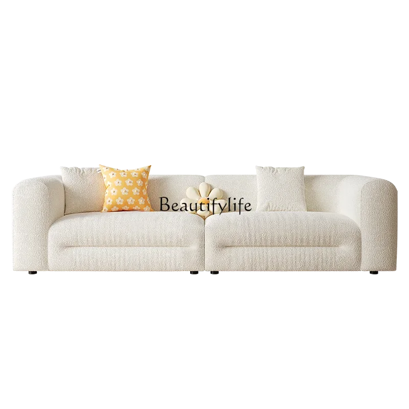 

Marshmallow sofa French cream wind small apartment straight row three people fabric sofa