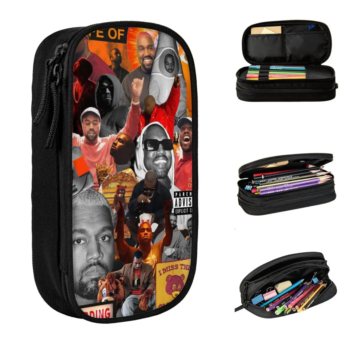 Kanyes Wests Pen Box Double Layer Large-capacity Kids Pencilcase Amazing Gift